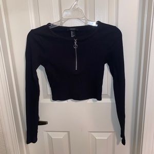 Forever 21 Half Zip Up Long Sleeve Crop Top